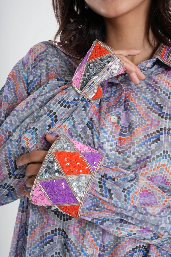 Mosaic Shimmer Dress -Long Sleeve - Image 5
