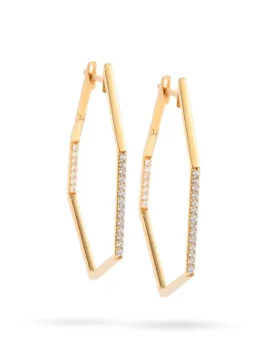 Hexagonal Hoop Earring Gold