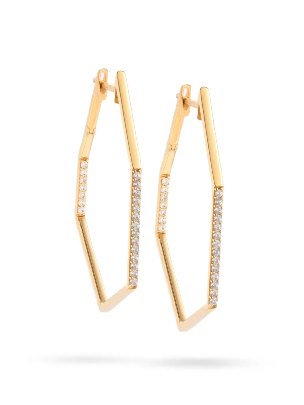 Hexagonal Hoop Earring Gold